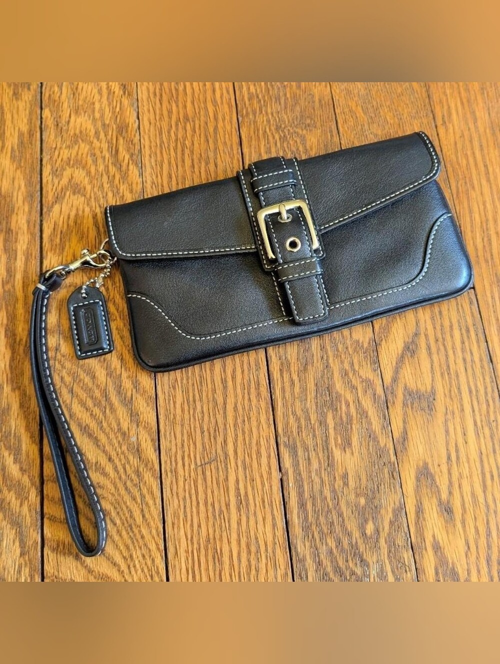 Vintage Coach Soho Black Leather Wristlet Walet